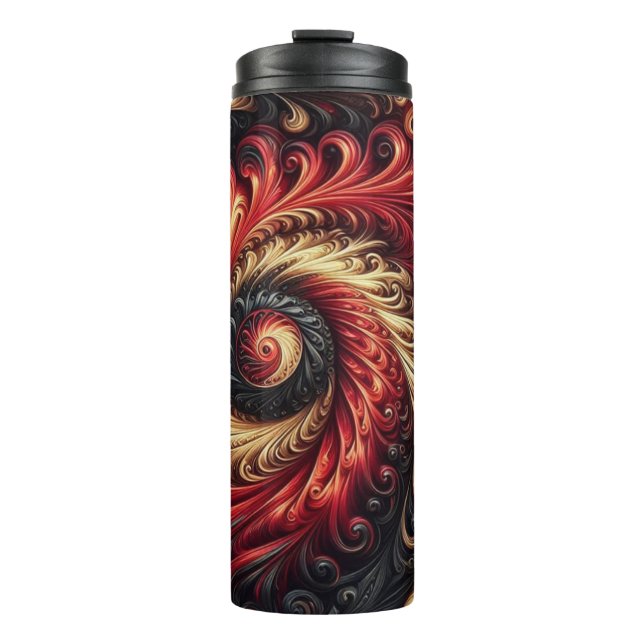 Abstrakt Modern Swirling Red, Black och Guld (Framsida)