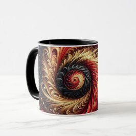 Abstrakt Modern Swirling Red, Black och Guld Mugg