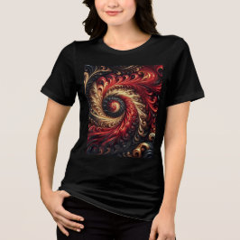 Abstrakt Modern Swirling Red, Black och Guld T Shirt
