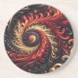 Abstrakt Modern Swirling Red, Black och Guld Underlägg
