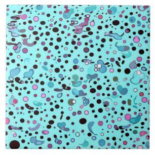 Abstrakt Modern Teal Blue Mönster Kakelplatta