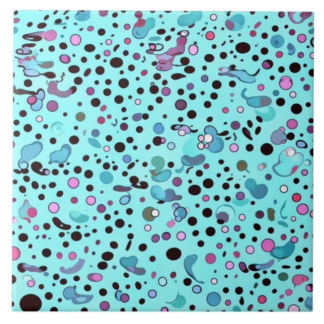 Abstrakt Modern Teal Blue Mönster Kakelplatta (Framsidan)