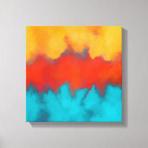 Abstrakt, modern teal, terracotta, gult canvastryck
