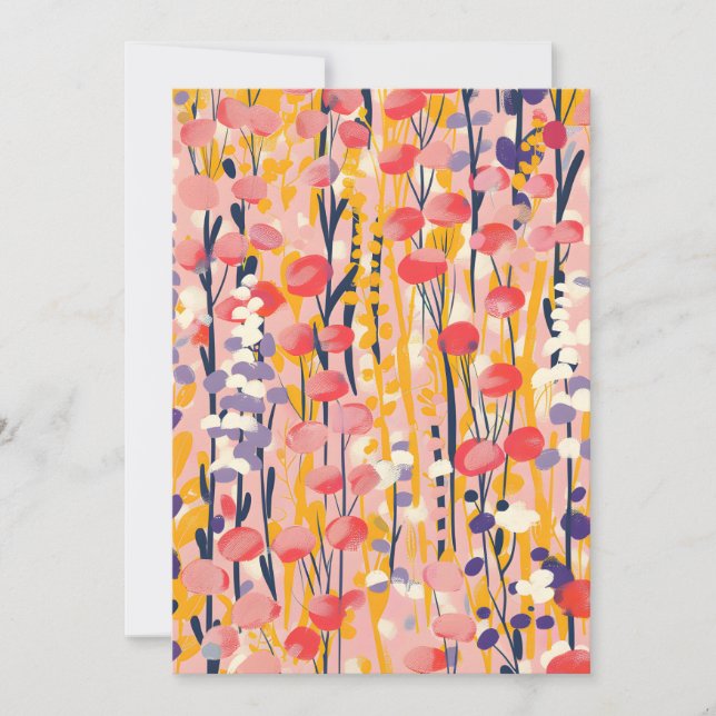 Abstrakt Modern Trädgård för Vilda Blommor Botanis Julkort (Framsida)