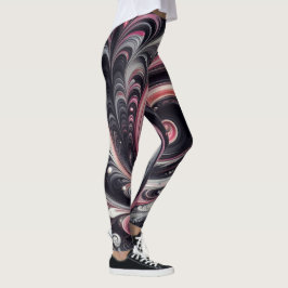 Abstrakt Modern trådlös Rosa, svartvitt Leggings