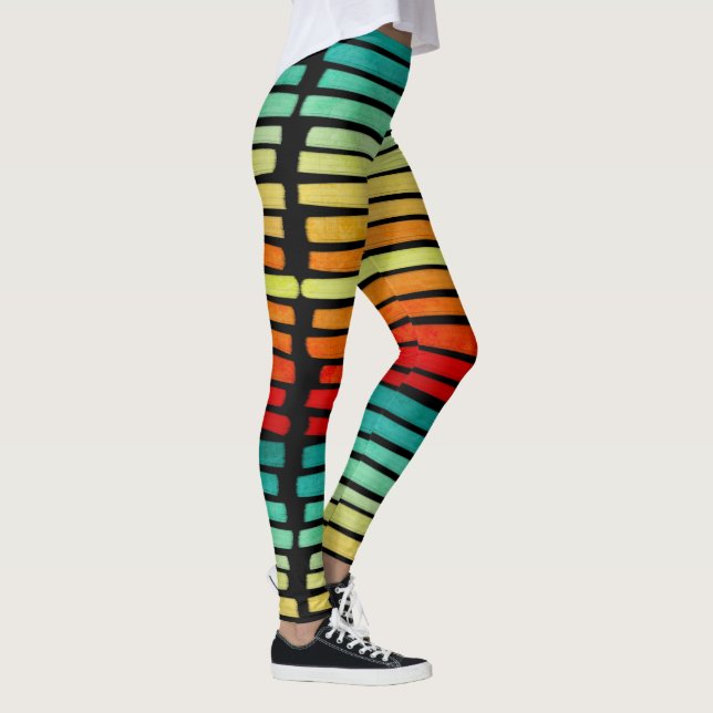 Abstrakt Modern Tropical Summer Färg Brushstroke Leggings (Höger)