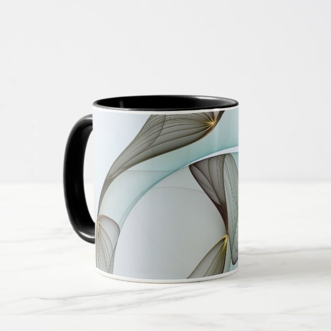 Abstrakt Modern Turcos Brown Guld Elegance Mugg (Framsida vänster)