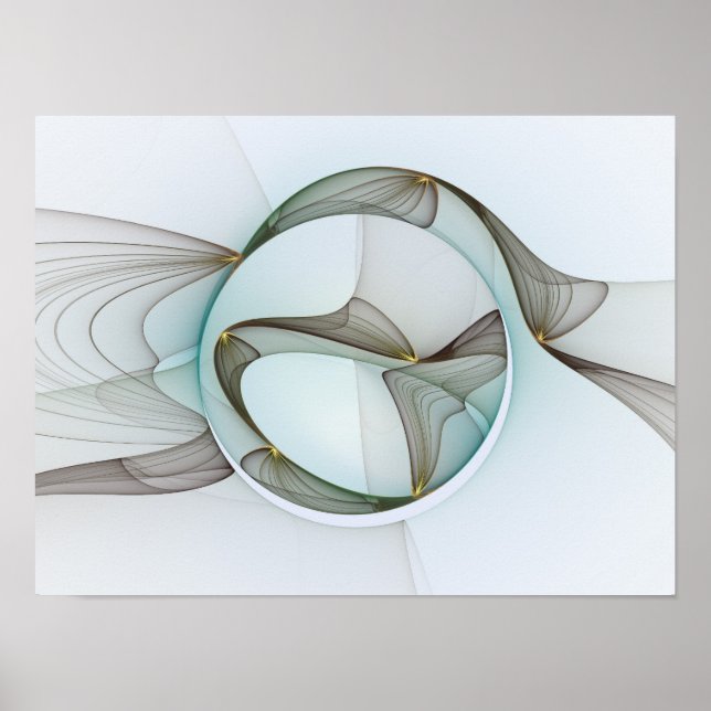 Abstrakt Modern Turcos Brown Guld Elegance Poster (Framsidan)