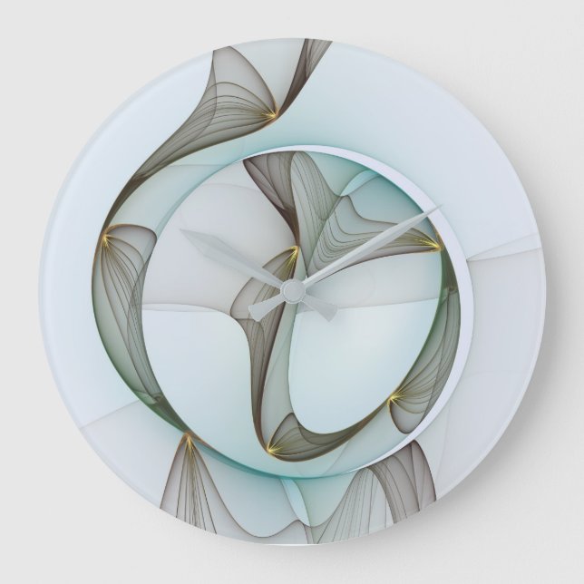 Abstrakt Modern Turcos Brown Guld Elegance Stor Klocka (Framsida)