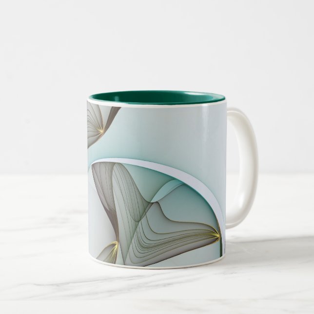 Abstrakt Modern Turcos Brown Guld Elegance Två-Tonad Mugg (Framsida höger)