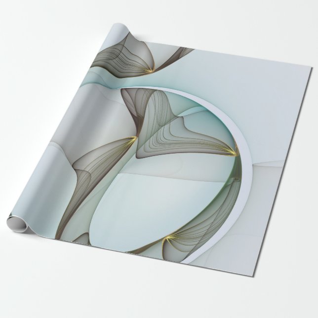 Abstrakt Modern Turkos Brun Guld Elegans Presentpapper (Utrullad)