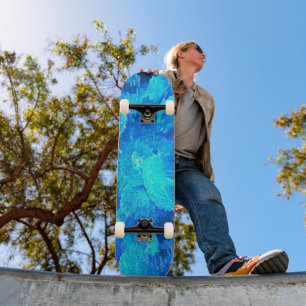 Abstrakt, modern, turkotisk mosaik mini skateboard bräda 18,5 cm