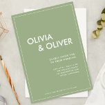 Abstrakt Modern Typography Sage Grönt Bröllop Inbjudningar<br><div class="desc">Den här Grönten Simple Modern Typography Bröllop, modern men ändå avslappnad, är bara perfekt för dem som vill fira den unika anslutning de . Inbjudan är parets namn, som är utformat och koncentrerat i en enkel men djärv typografi som fångar den moderna livsstilen. Anpassa inbjudan och lägg till ett meningsfullt...</div>