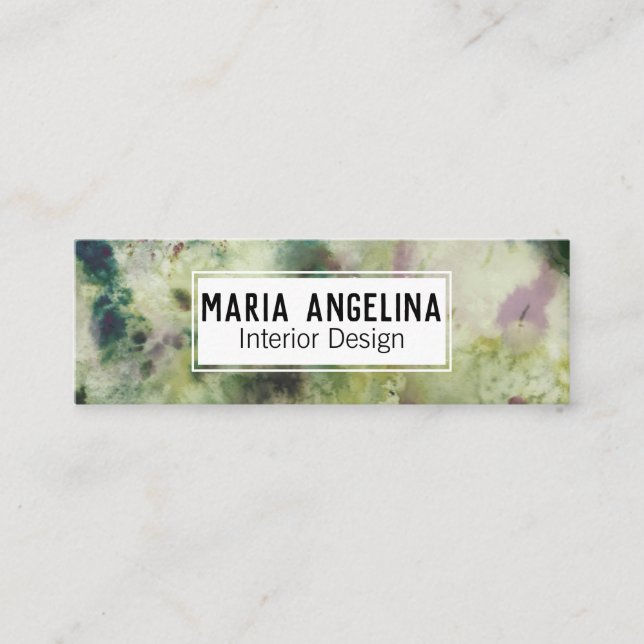 Abstrakt Modern vattenfärg Muted Olive Mini Visitkort (Framsida)