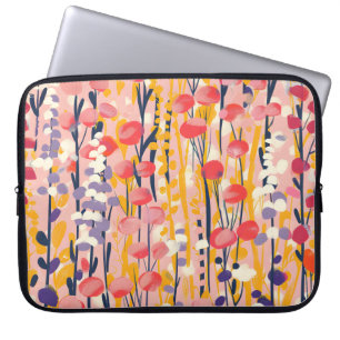 Abstrakt Modern Vildblomma Blommig Botanisk Trädgå Laptop Fodral