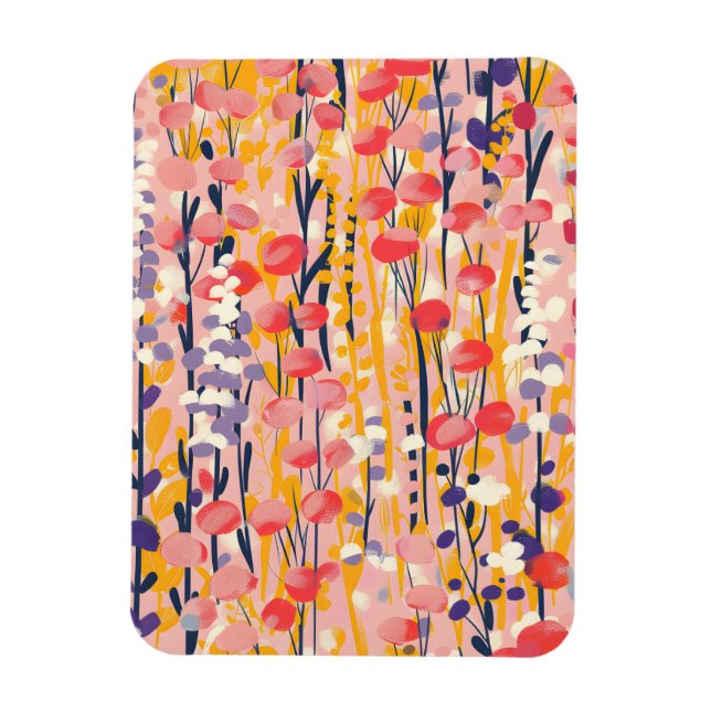 Abstrakt Modern Vildblomma Blommig Botanisk Trädgå Magnet (Vertikal)