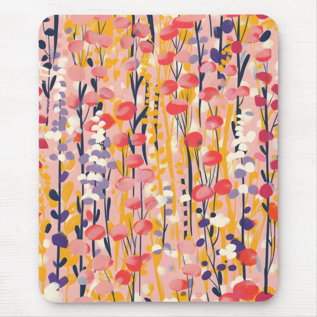 Abstrakt Modern Vildblomma Botanisk Trädgård Musmatta (Framsidan)