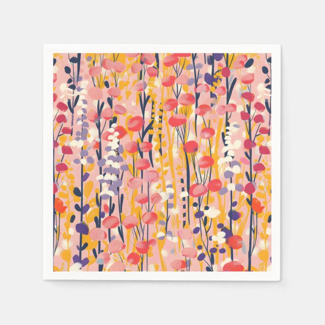 Abstrakt Modern Vildblomma Botanisk Trädgård Pappersservett (Framsidan)