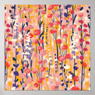 Abstrakt Modern Vildblomma Botanisk Trädgård Poster