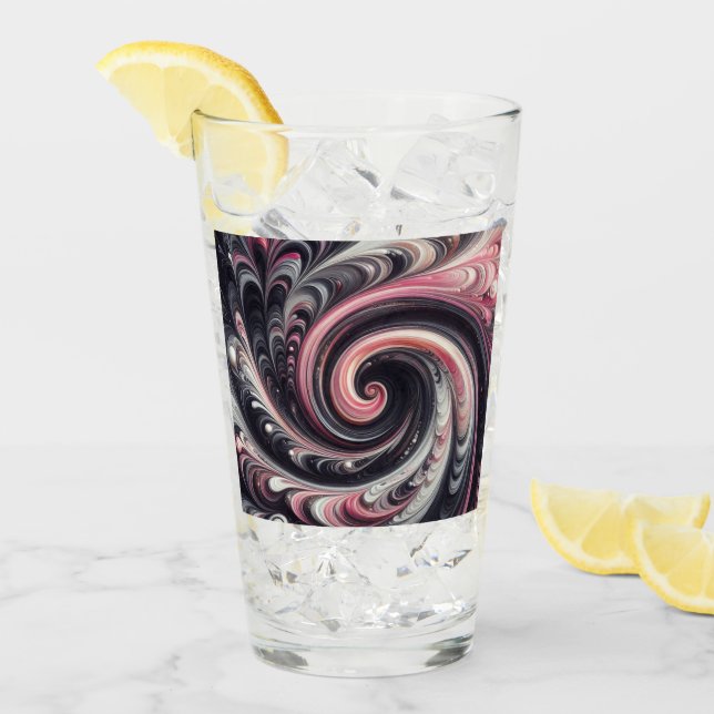 Abstrakt Modern Virvlande Rosa, Svart och Vitt  Glaskopp (Framsida Ice)