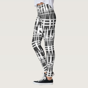 Abstrakt modern vit linjer-konst leggings