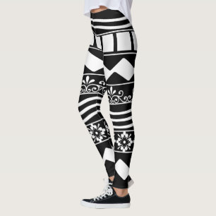 Abstrakt modern vit linjer-konst leggings