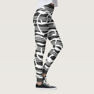 Abstrakt modern vit linjer-konst leggings