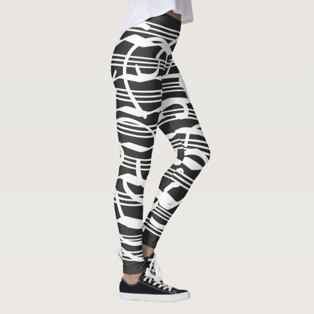 Abstrakt modern vit linjer-konst leggings (Höger)