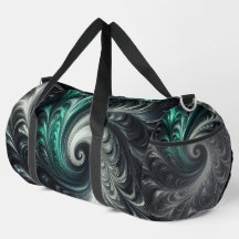 Abstrakt Modern Wirling Grönt, Silver och Black