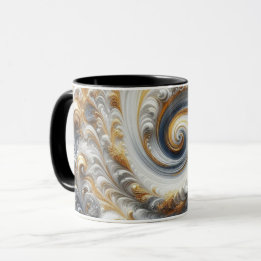 Abstrakt Modern Wirling Guld, Black and White Mugg