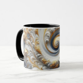 Abstrakt Modern Wirling Guld, Black and White Mugg