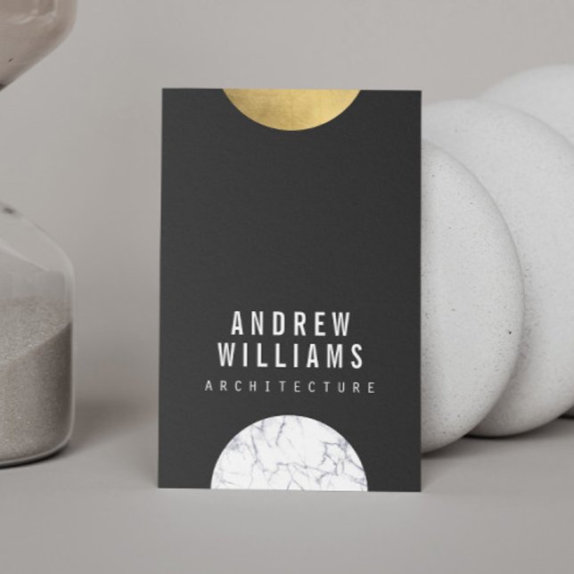 Abstrakt Modernist Marble, Guld, Dk Grått Designer Visitkort (Skapare uppladdad)