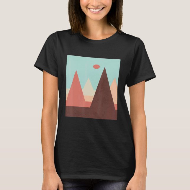 Abstrakt modernt minimalistiskt berg t shirt (Framsida)
