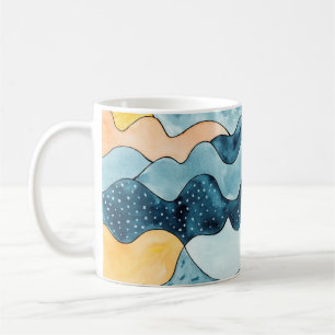 Abstrakt modernt minimalistiskt landskap med gylle kaffemugg