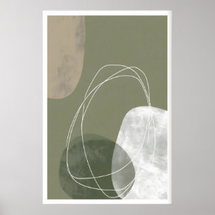 Abstrakt Modernt Tryck Organiska Rundade Former