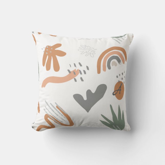 Abstrakt Mondern Thrwo Pillow Terracotta Monogram Kudde (Framsida)