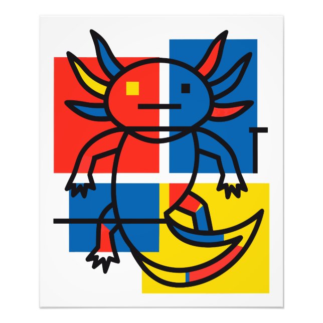 Abstrakt Mondrian Axolotl minimalistisk neoteni re Fototryck (Framsidan)