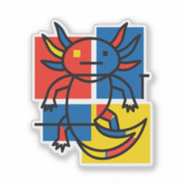 Abstrakt Mondrian Axolotl minimalistisk neoteni re Klistermärken