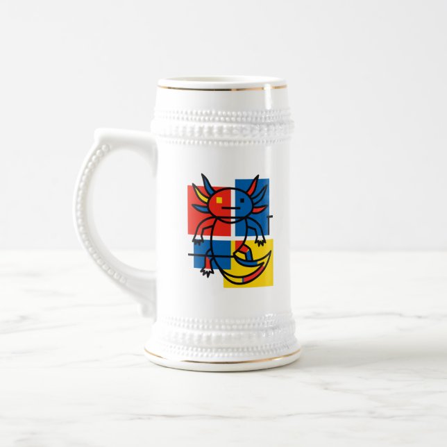 Abstrakt Mondrian Axolotl minimalistisk neoteni re Sejdel (Vänster)