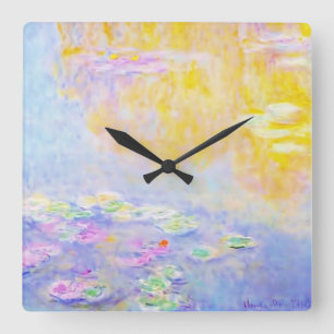abstrakt, monet vattenliljor 7 fyrkantig klocka