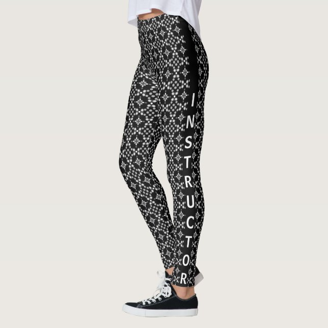Abstrakt Monochrome Bokeh Dots Mönster Leggings (Vänster)