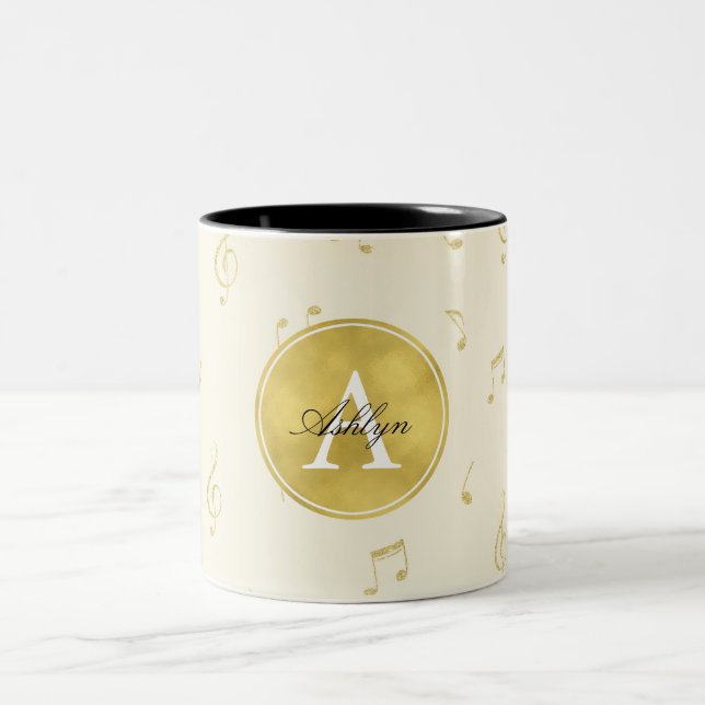 Abstrakt Monogram för guld Glitter Två-Tonad Mugg (Center)
