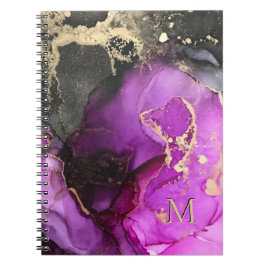 Abstrakt Monogram Lila Black Guld Alcohol Bläck Anteckningsbok