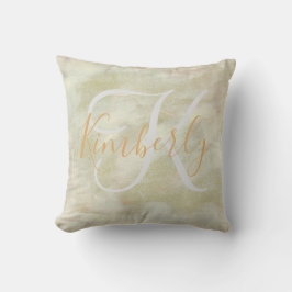 Abstrakt Monogram med Penseldrag Kudde