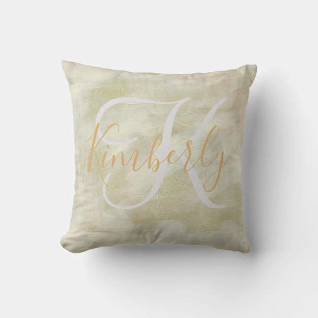 Abstrakt Monogram med Penseldrag Kudde (Framsida)