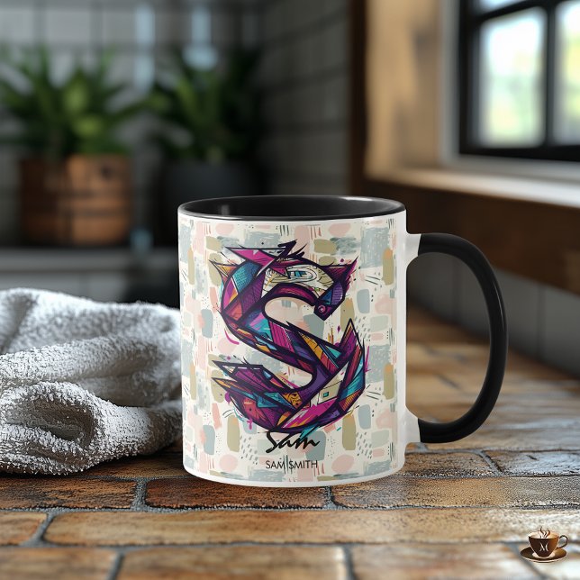 Abstrakt Monogram Mugg - S för Sam (Skapare uppladdad)