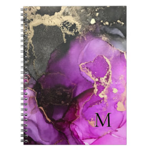 Abstrakt monogram rosa svart guld bläck alkohol anteckningsbok
