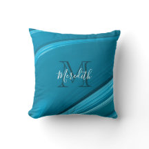 Abstrakt Monogram Teal Blue Swirl