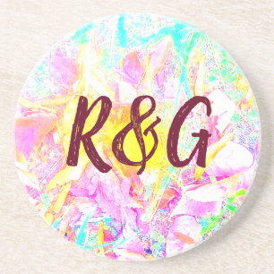 Abstrakt Monogram Underlägg Sandsten