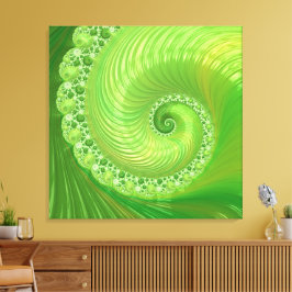 Abstrakt Monokrom Grönt Spiral Fractal Canvastryck